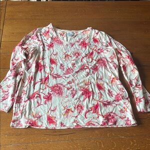 Chico's Pink and White Floral Blouse